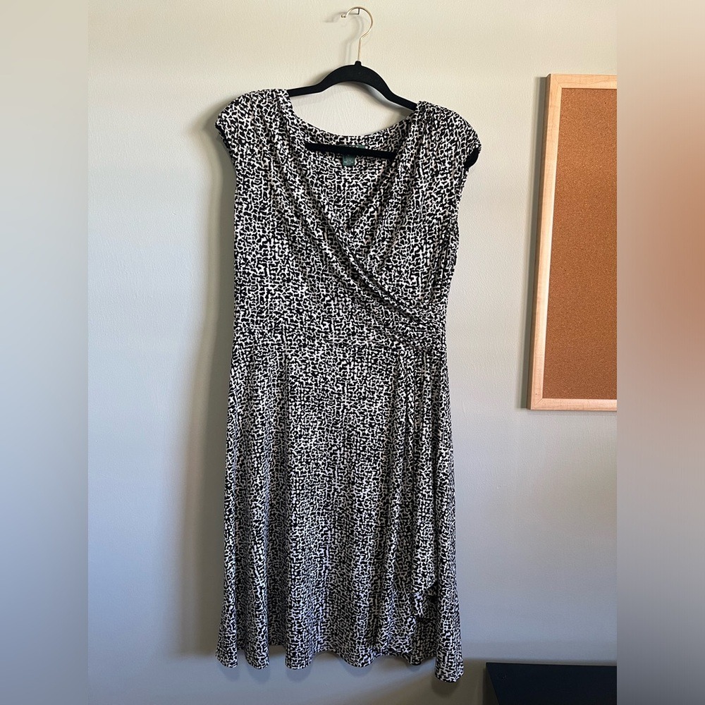 Lauren Ralph Lauren Faux Wrap Dress Spots Business Casual Cap Sleeve Women Sz 12